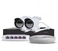 Комплект IP видеонаблюдения c 2 уличными 3 Мп камерами PST IPK02CS от магазина Метрамаркет