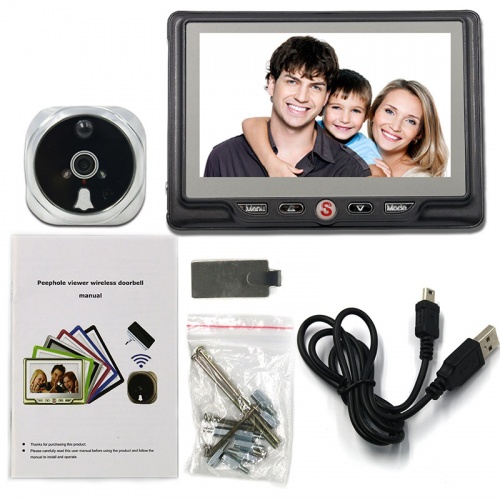 Видеоглазок в дверь с записью на SD карту, звонком и датчиком движения PST 4,3DM Серый от магазина Метрамаркет