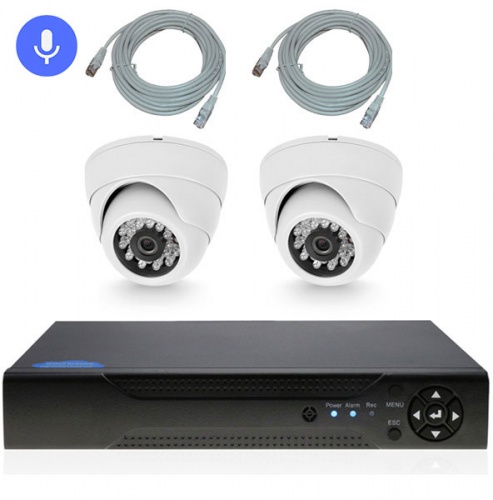 Комплект IP видеонаблюдения для дачи, дома, офиса с 2 камерами и 2 микрофонами PST IPK02AHM-POE от магазина Метрамаркет