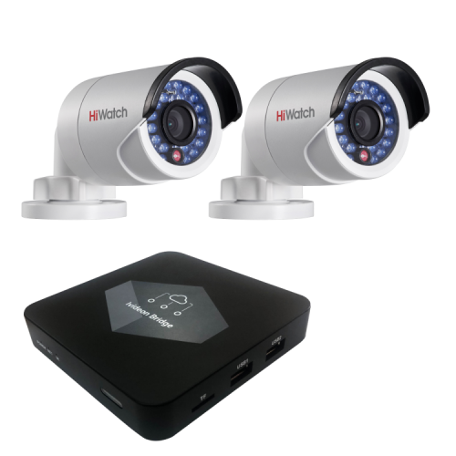 Комплект видеонаблюдения Ivideon Bridge + 2 IP-камеры Hiwatch DS-I120 от магазина Метрамаркет