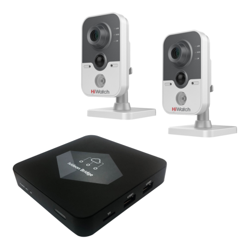 Комплект видеонаблюдения Ivideon Bridge + 2 IP-камеры Hiwatch DS-I114W от магазина Метрамаркет