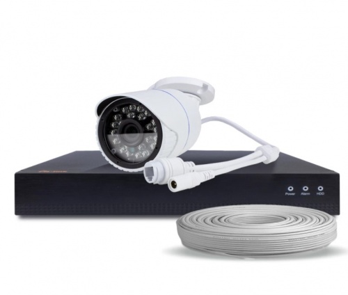 Комплект IP видеонаблюдения c 1 уличной 3 Мп камерой PST IPK01CS-POE от магазина Метрамаркет