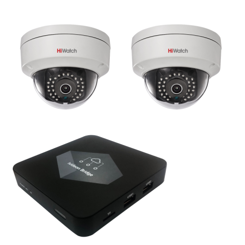 Комплект видеонаблюдения Ivideon Bridge + 2 IP-камеры Hiwatch DS-I122 от магазина Метрамаркет