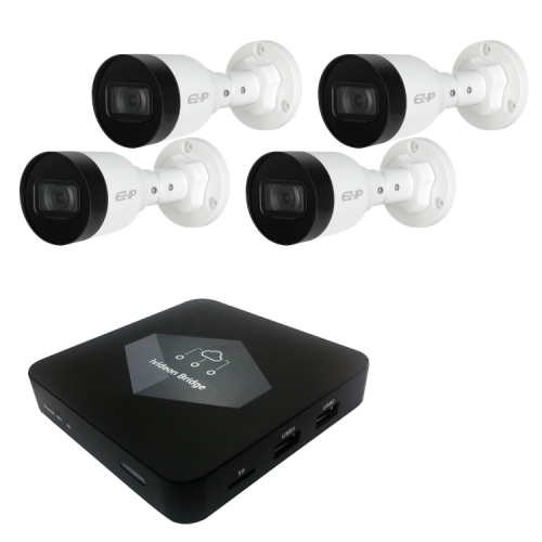 Комплект видеонаблюдения Ivideon Bridge + 4 IP-камеры EZ-IPC-B1B20P-0360B (3.6 мм) от магазина Метрамаркет